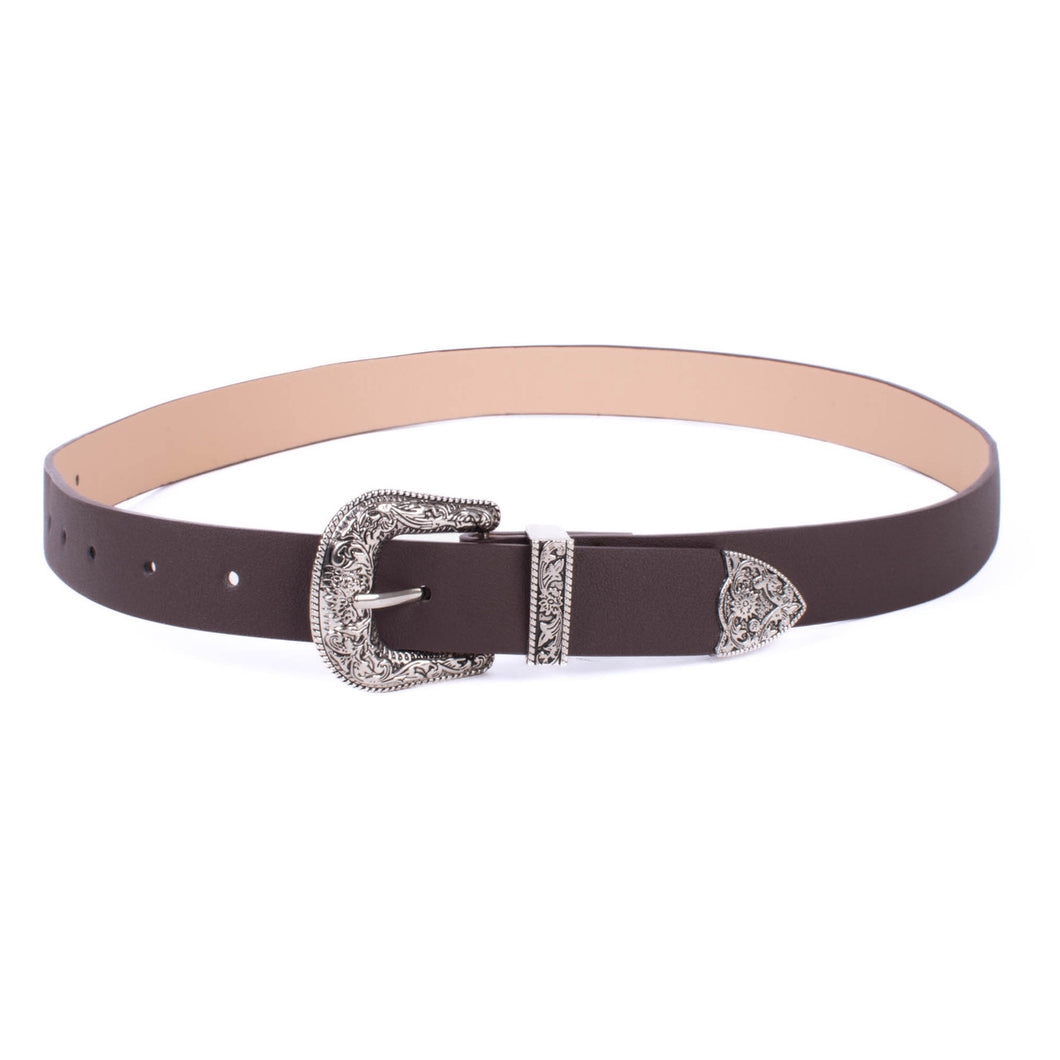 Women Faux Leather Western Style Horse shoe Belt
