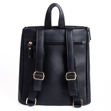 Load image into Gallery viewer, Ladies Black PU Backpack with Gold Chain
