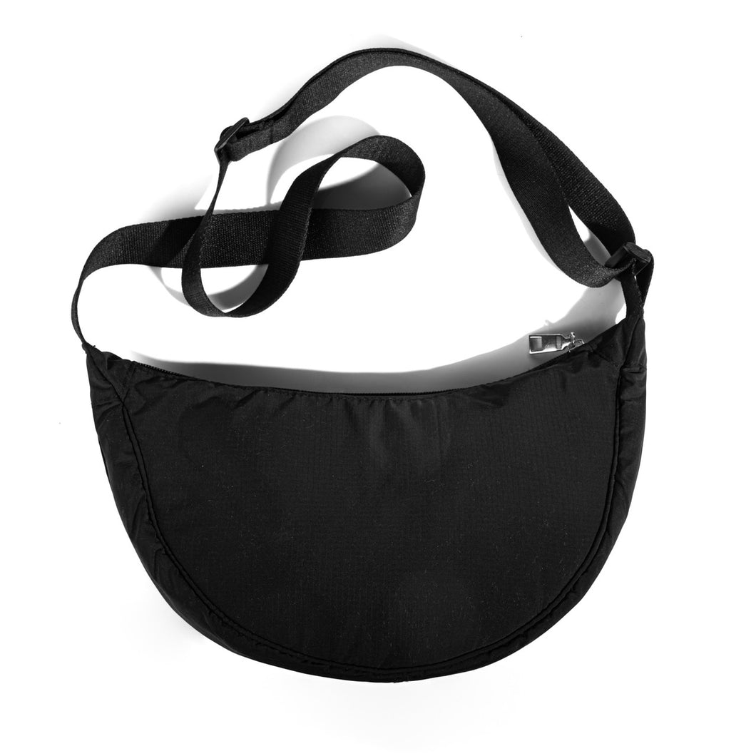Ladies Athletic Black Solid Nylon Crescent Crossbody Bag