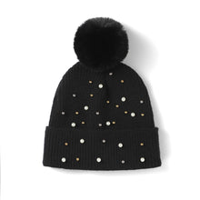 Load image into Gallery viewer, Knit Beanie with Pearls and Pom
