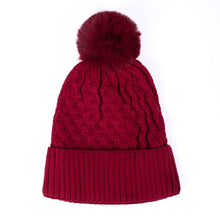 Load image into Gallery viewer, Ladies Winter Cable Knit Hat with Pom
