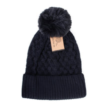 Load image into Gallery viewer, Ladies Winter Cable Knit Hat with Pom
