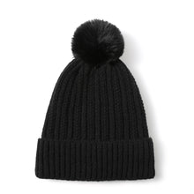 Load image into Gallery viewer, Ladies Winter Beanie hat, Knitted Soft Ski Cap with Fleece Lining and Pom, Thick Slouchy Snow Knit Skull Cap
