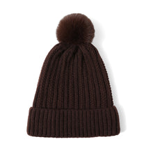 Load image into Gallery viewer, Ladies Winter Beanie hat, Knitted Soft Ski Cap with Fleece Lining and Pom, Thick Slouchy Snow Knit Skull Cap

