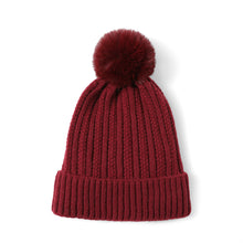 Load image into Gallery viewer, Ladies Winter Beanie hat, Knitted Soft Ski Cap with Fleece Lining and Pom, Thick Slouchy Snow Knit Skull Cap
