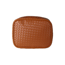 Load image into Gallery viewer, Ladies Vegan Woven Leather Train Case Cosmetic Travel Bag
