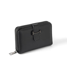 Load image into Gallery viewer, Nollia Ladies Vegan Leather Compact Tab Wallet – Black or Mauve
