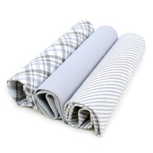 Load image into Gallery viewer, Men&#39;s Cotton Solid, Striped &amp; Plaid Gray Handkerchiefs 3 Piece Set
