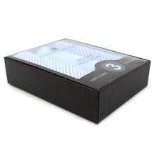 Load image into Gallery viewer, Men&#39;s Cotton Solid, Striped &amp; Plaid Blue Handkerchiefs 3 Piece Set
