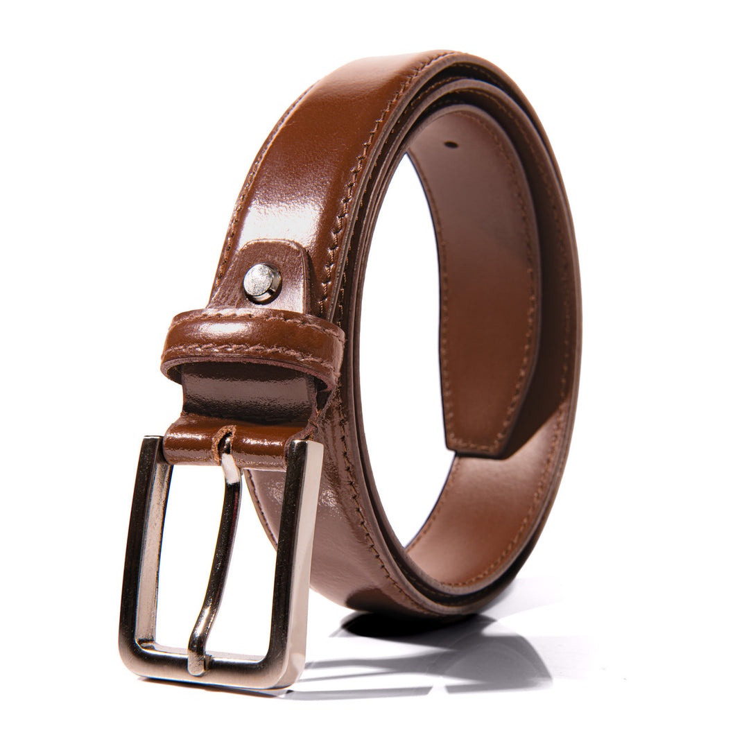 Men's Cut to Fit Genuine Leather Cognac Belt