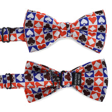 Load image into Gallery viewer, Men&#39;s Checkered Poker Card Suits Banded Bow Tie
