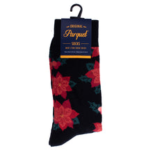 Load image into Gallery viewer, Men&#39;s Christmas Poinsettias Novelty Socks
