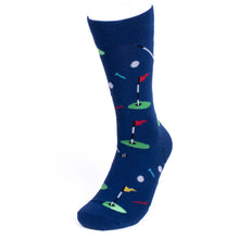 Load image into Gallery viewer, Men&#39;s Socks - Navy Golf Novelty Socks
