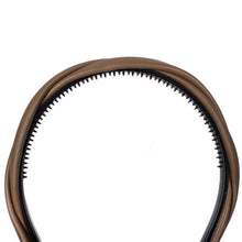 Load image into Gallery viewer, Nollia brown vegan leather twist headband close view
