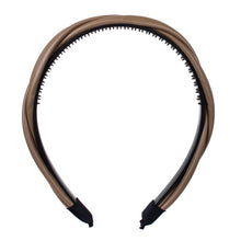 Load image into Gallery viewer, Nollia brown vegan leather twist headband front view
