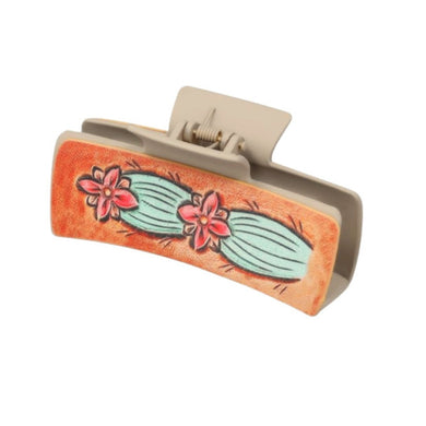Nollia cactus flower hair claw clip with floral and cactus design