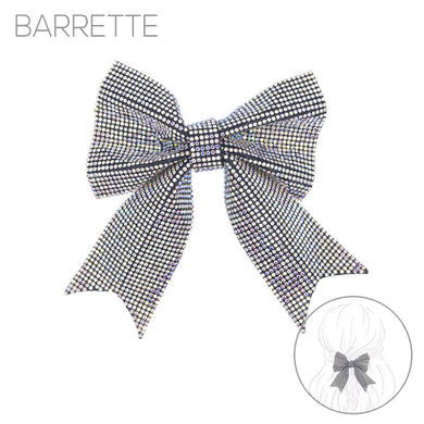 Nollia colorful rhinestone suede bow barrette on white background