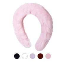 Load image into Gallery viewer, Nollia pink faux fur headband winter fashion with swatch
