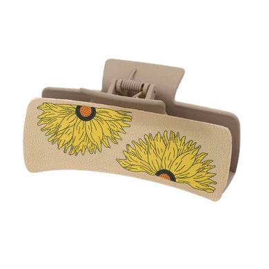 Nollia sunflower vegan leather hair claw clip with two floral designs