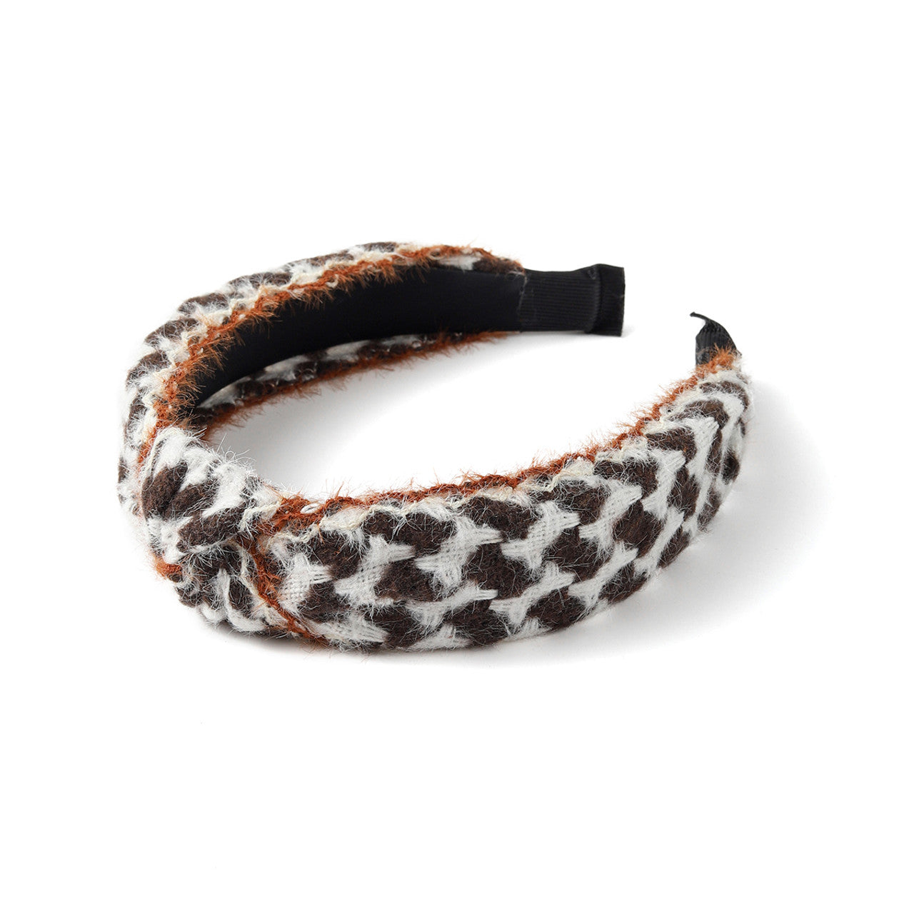 Nollia C-Shaped Woven Houndstooth Headband – Wool-Feel Elegant Hair Accessory