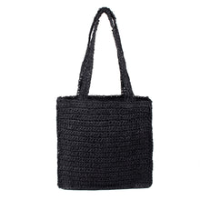 Load image into Gallery viewer, Ladies Patch Square Straw Shoulder Hobo Tote Bag
