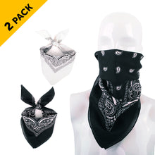 Load image into Gallery viewer, Cotton Bandana Black &amp; White Duo Pack
