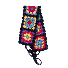Load image into Gallery viewer, black crochet boho floral hairband with tie-back
