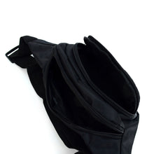 Load image into Gallery viewer, black tactical fanny pack unzipped rear view
