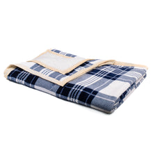 Load image into Gallery viewer, NAVY PLAID SHERPA BLANKET

