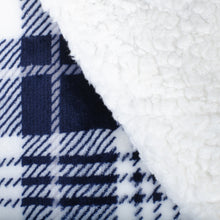 Load image into Gallery viewer, NAVY PLAID SHERPA BLANKET
