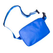 Load image into Gallery viewer, blue nylon rectangle belt bag strap unbuckled 
