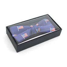 Load image into Gallery viewer, Men&#39;s Blue American Flag Banded Bow Tie
