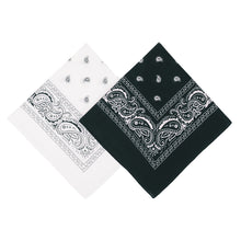 Load image into Gallery viewer, Cotton Bandana Black &amp; White Duo Pack
