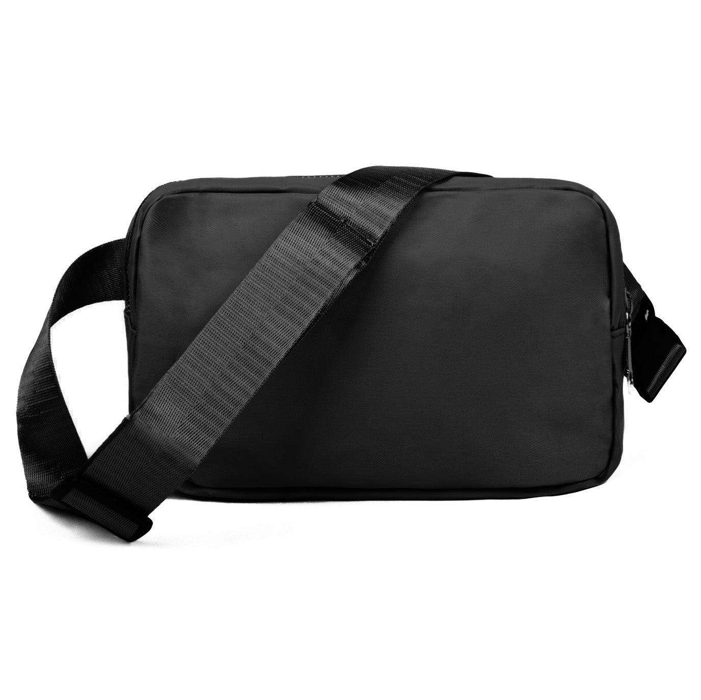 Nollia unisex black nylon rectangle belt bag with zipper compartments and adjustable strap