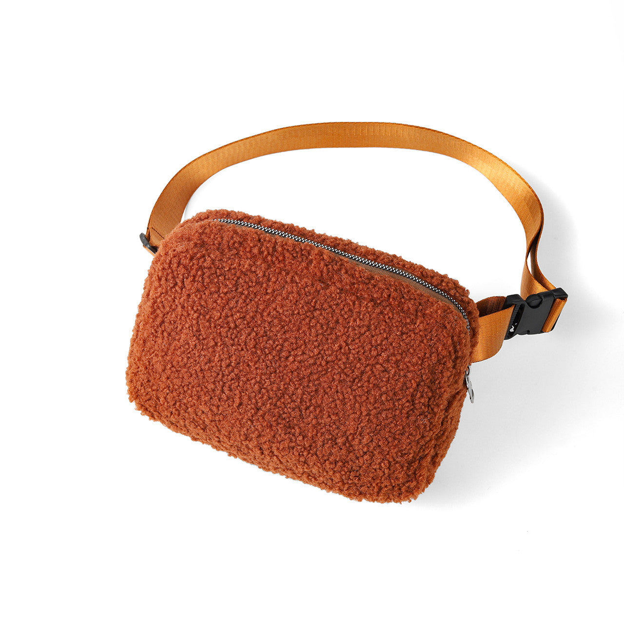 nollia camel Sherpa Belt Bag with Buckle Closure 