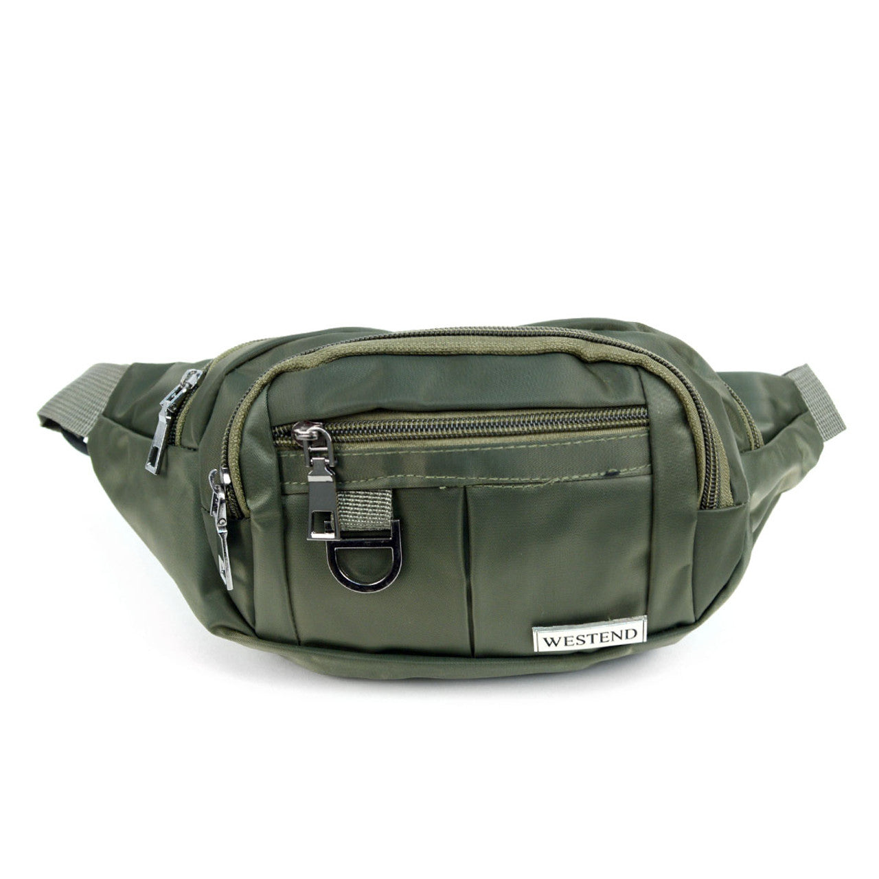 olive tactical fanny pack zipped front view