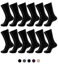 Load image into Gallery viewer, 12 Pairs Solid Dress Socks
