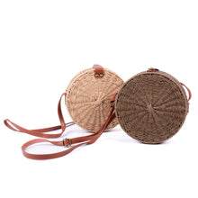 Load image into Gallery viewer, Nollia Round Rattan Wicker Crossbody Bag
