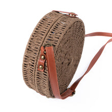 Load image into Gallery viewer, Nollia Round Rattan Wicker Crossbody Bag
