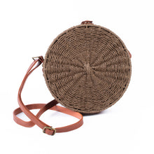 Load image into Gallery viewer, Nollia Round Rattan Wicker Crossbody Bag
