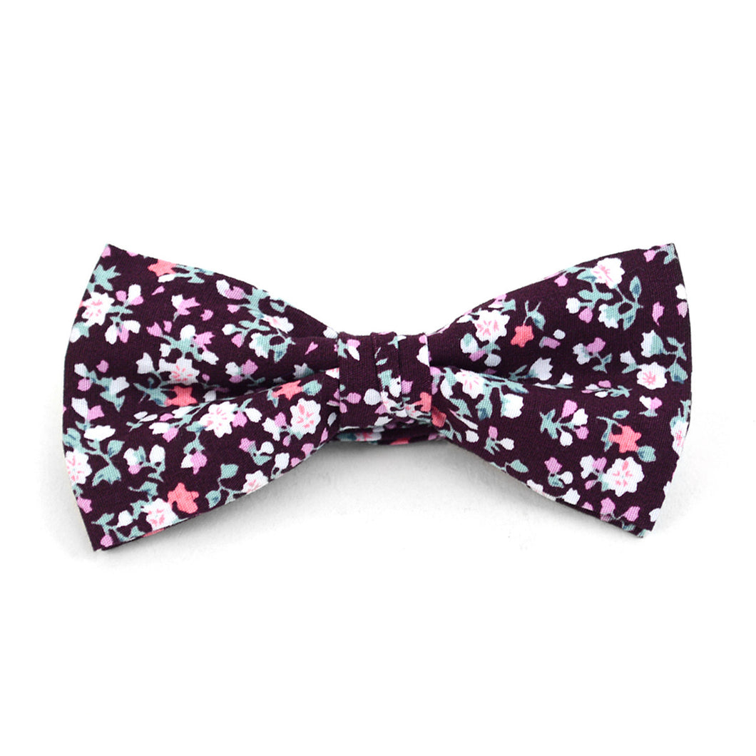 Floral Wedding Cotton Banded Bow Tie
