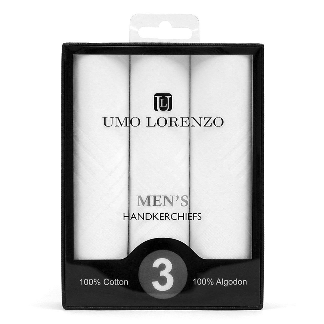 Boxed Men's Cotton Plain Handkerchiefs 3 piece Set