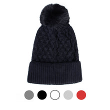Load image into Gallery viewer, Ladies Winter Cable Knit Hat with Pom
