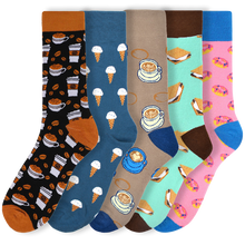 Load image into Gallery viewer, Men&#39;s Novelty Socks &#39;Coffee &amp; Dessert&#39; Assorted Pack- 5 pairs
