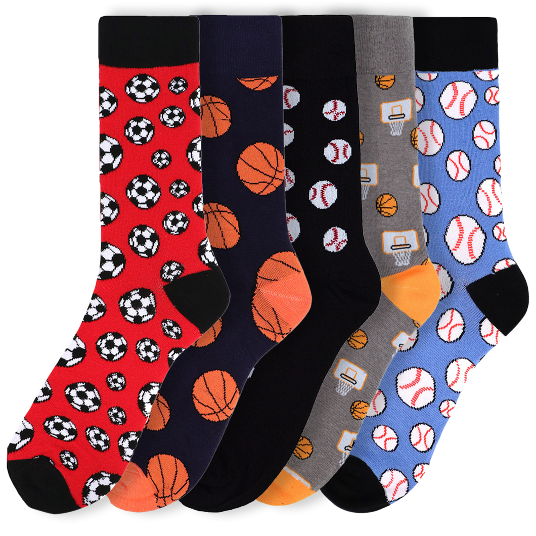 Men's Novelty Socks Sports Assorted Pack- 5 pairs