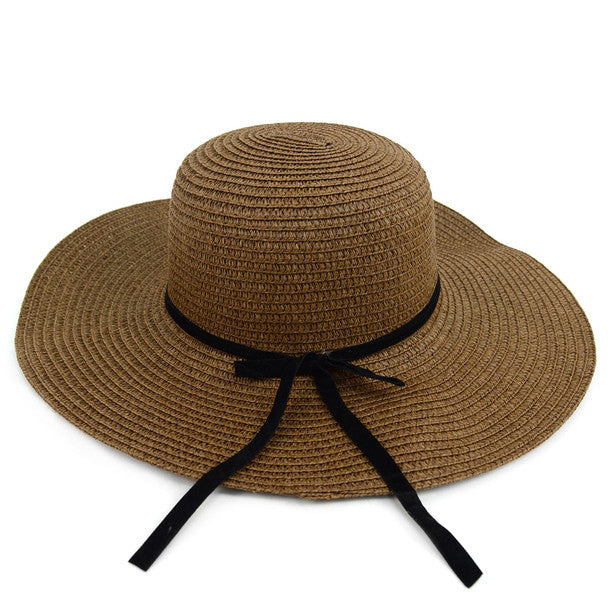 Women's Hats - Wide Brim Floppy Sun Hat with Ribbon Bowknot