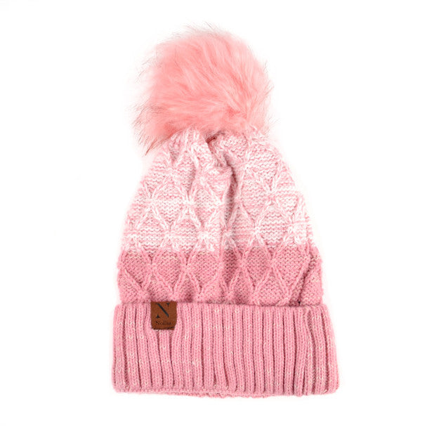 Women's Winter Hat - Split Toned Pom Pom Knit Hat