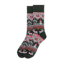 Load image into Gallery viewer, Parquet Vintage Winter Pattern Novelty Crew Socks – Green or Burgundy
