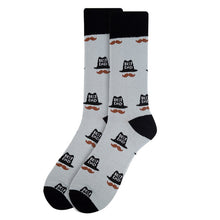 Load image into Gallery viewer, Parquet Men’s “Best Dad” Hat &amp; Mustache Novelty Crew Socks – Blue or Gray
