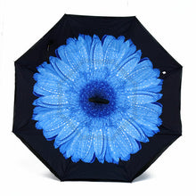 Load image into Gallery viewer, Umbrella - Deep Blue Flower Double Layer
